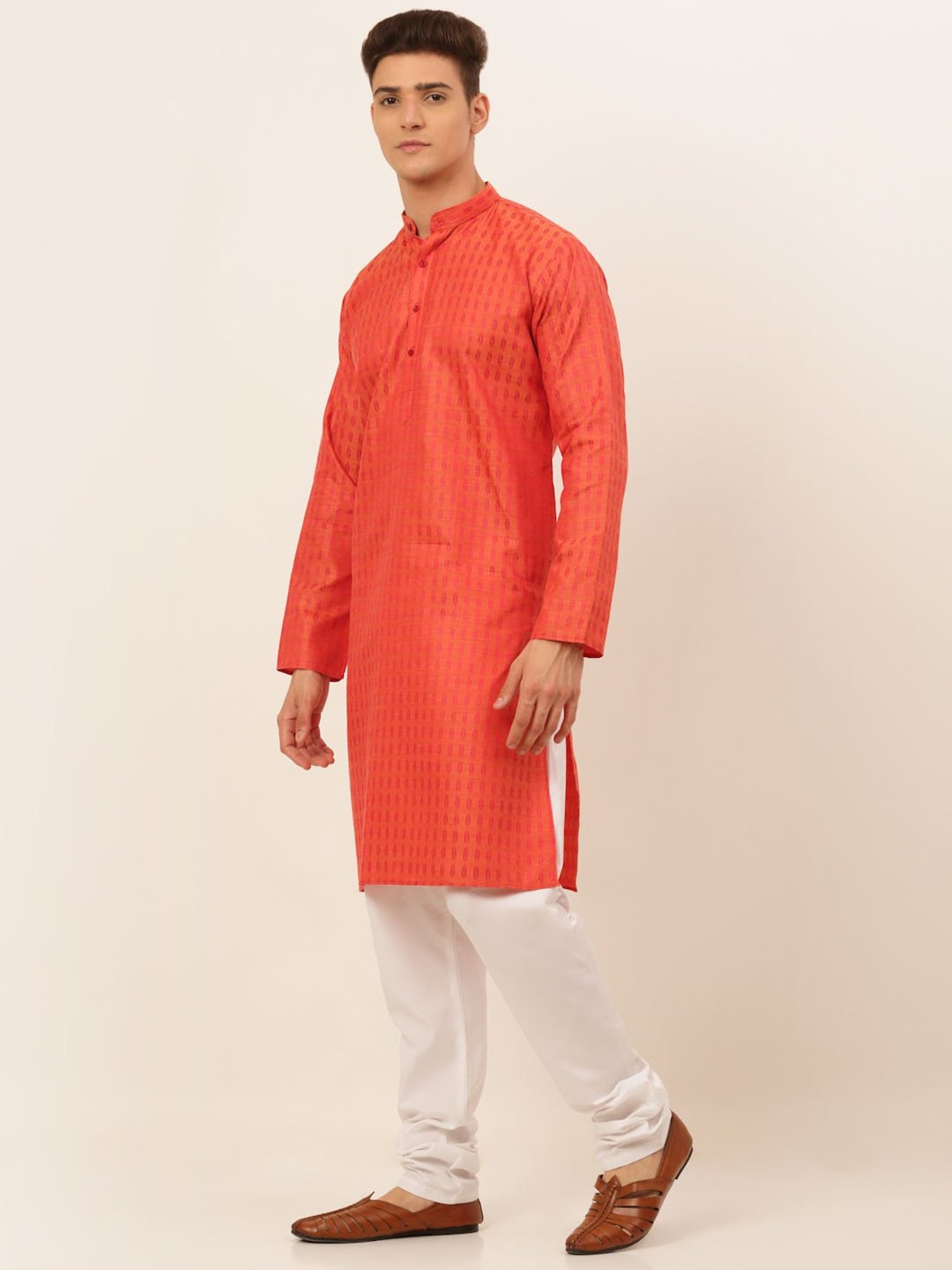 Jompers Red Regular Fit Printed Kurta Set