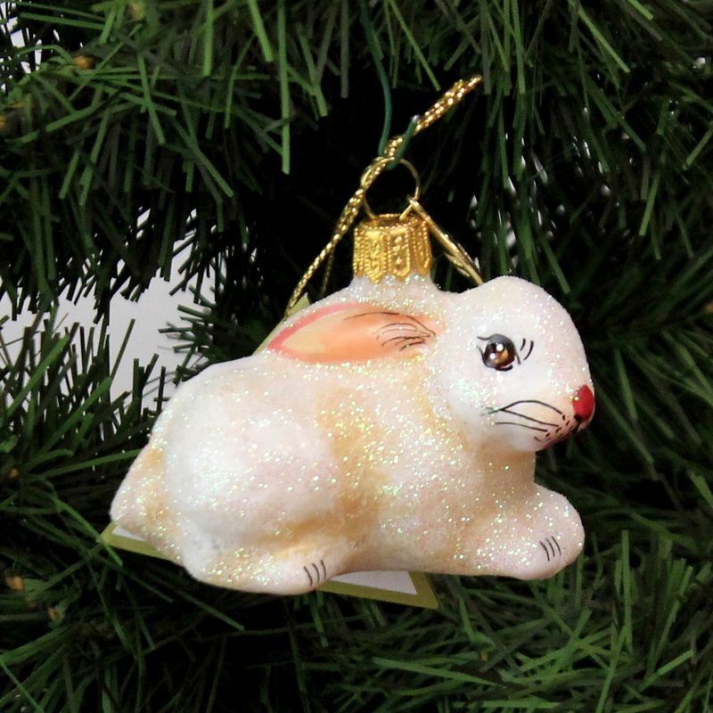 Morawski 2.0" Prancing White Glittered Bunny Ornament Easter Rabbit Spring  -  Tree Ornaments