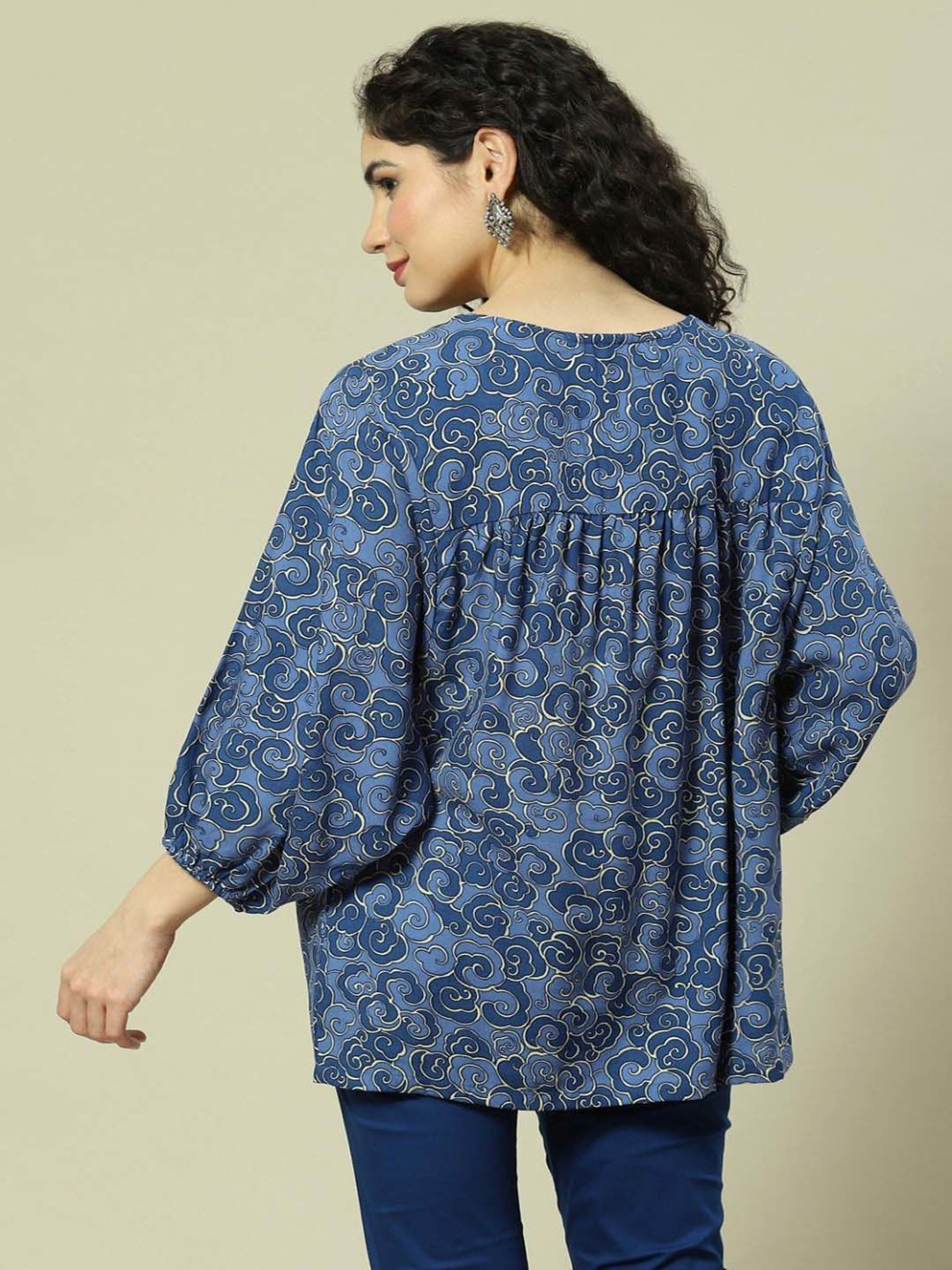 Rangriti Blue Printed Top