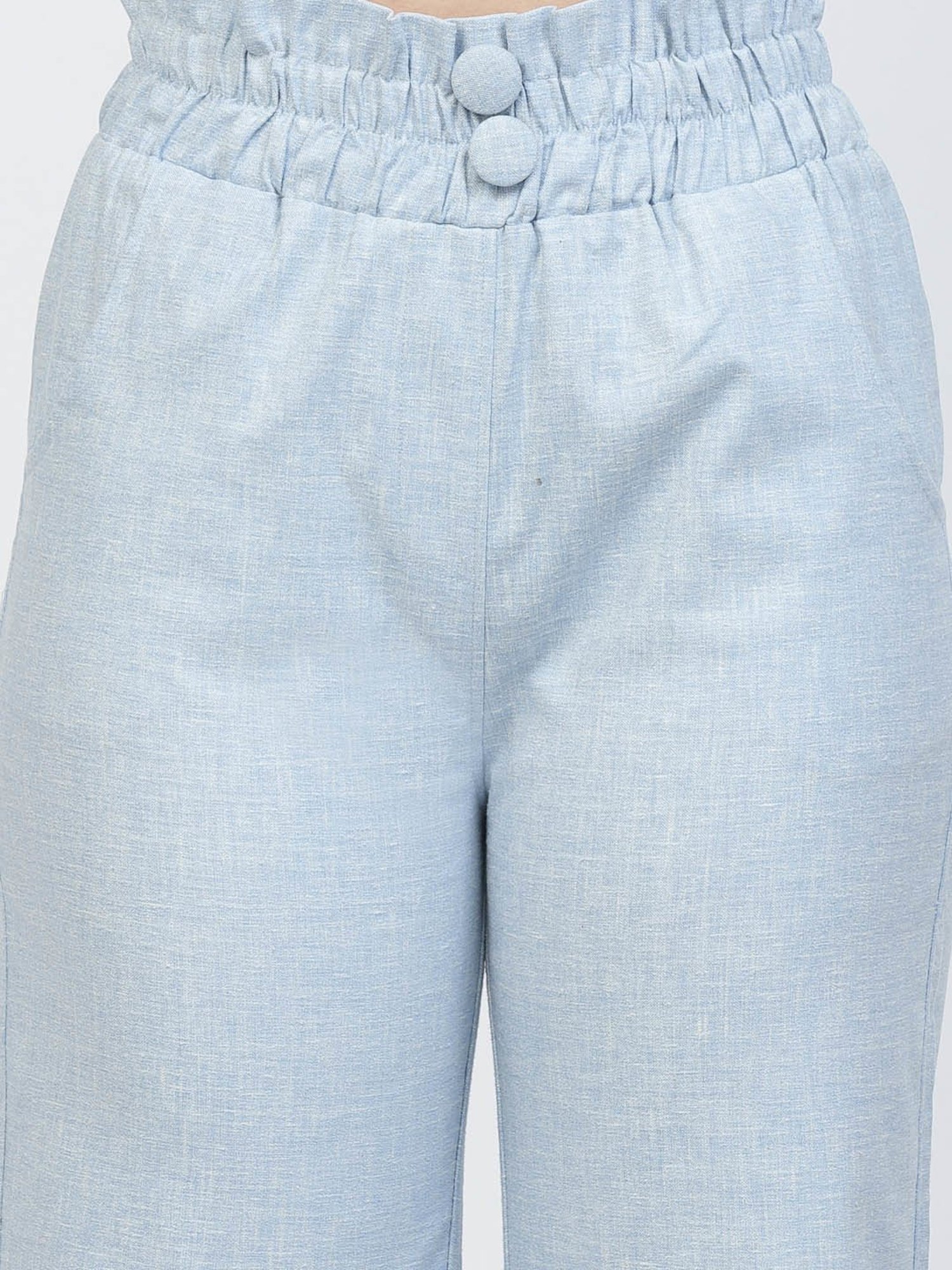 Westwood Sky Blue Relaxed Fit Mid Rise Crop Pants