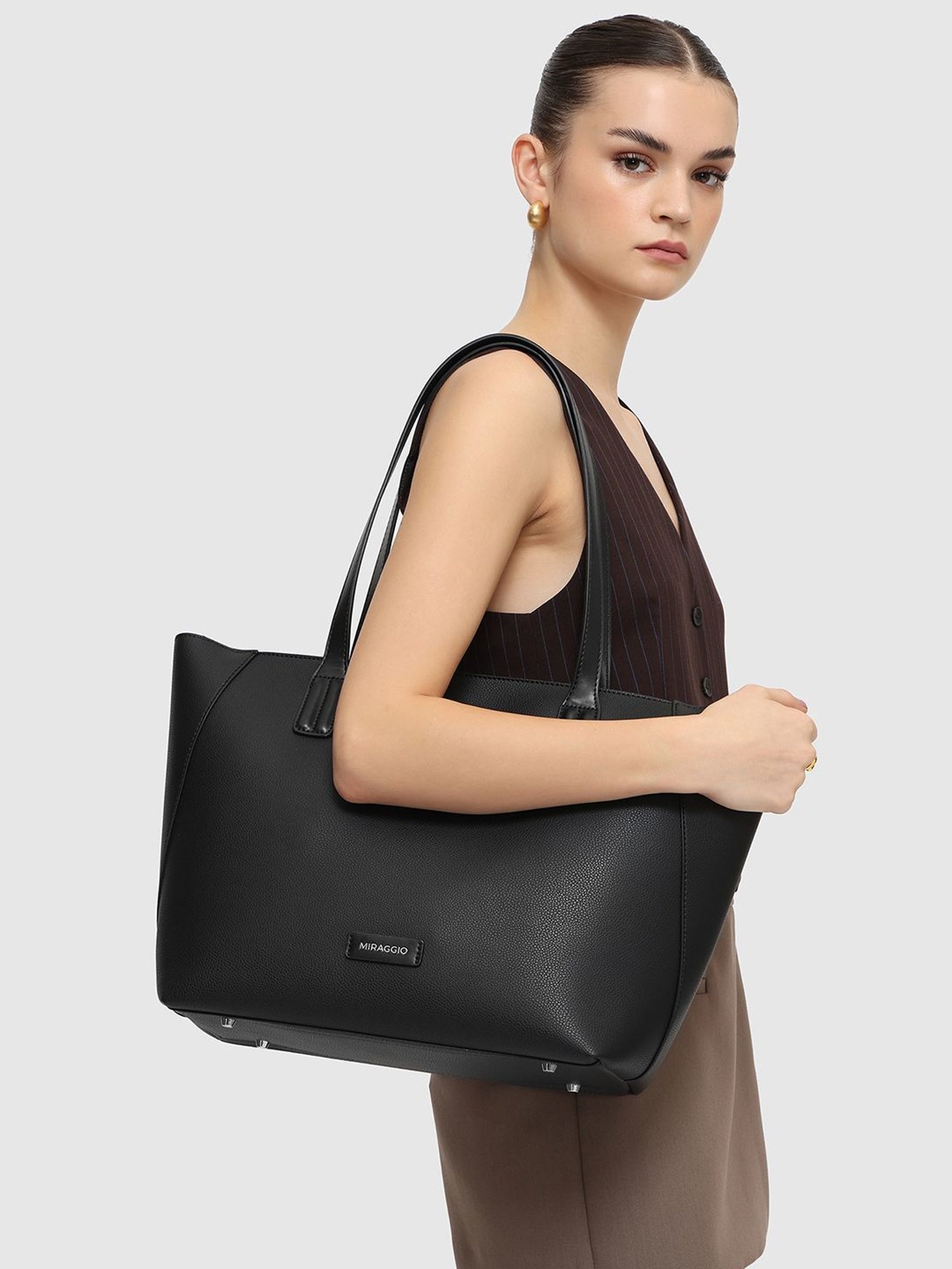 Miraggio Fiji Black Large Tote Bag