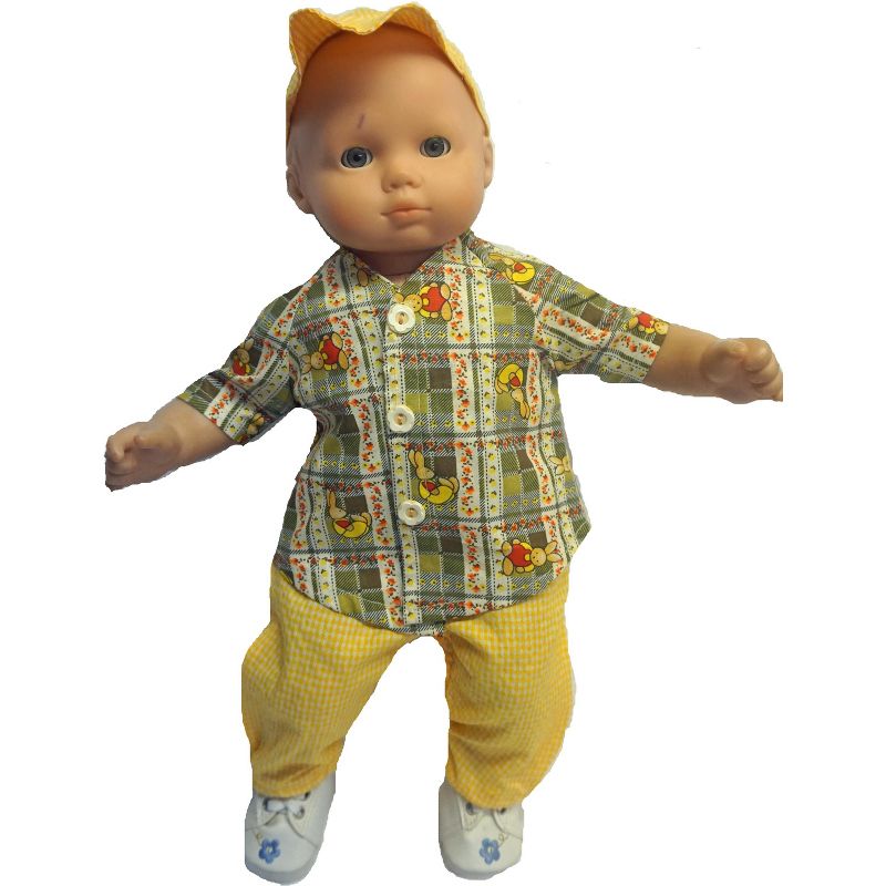 The Queen's Treasures Little House on the Prairie Green Calico Dress, Bonnet & Apron for 18" American Girl Dolls