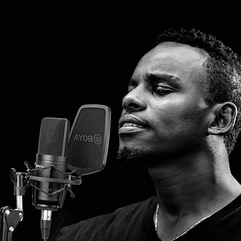 Large Diaphragm Cardioid Condenser Microphone Studio Sound Recording Microphone for Vocal Recording Singer Podcaster Home Audio YouTube Video