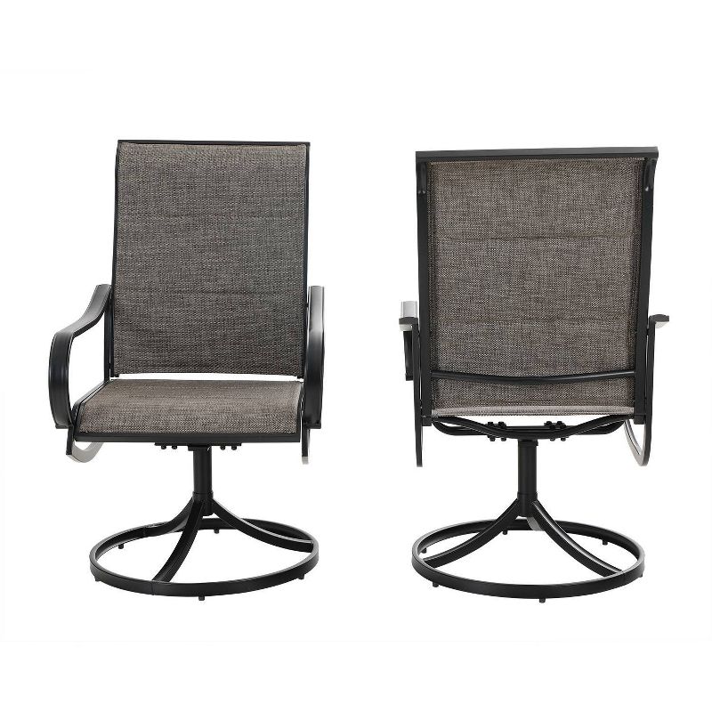 3pc Patio Dining Set with Small Square Table & 360 Swivel Padded Arm Chairs - Captiva Designs