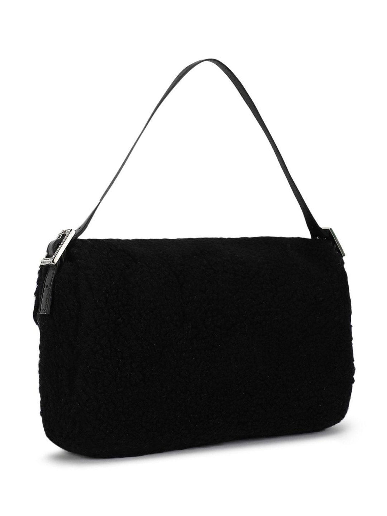 Gedebe Black Habibi Teddy Fur Medium Shoulder Bag