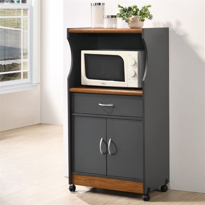 Microwave Kitchen Cart in Gray Oak - Hodedah