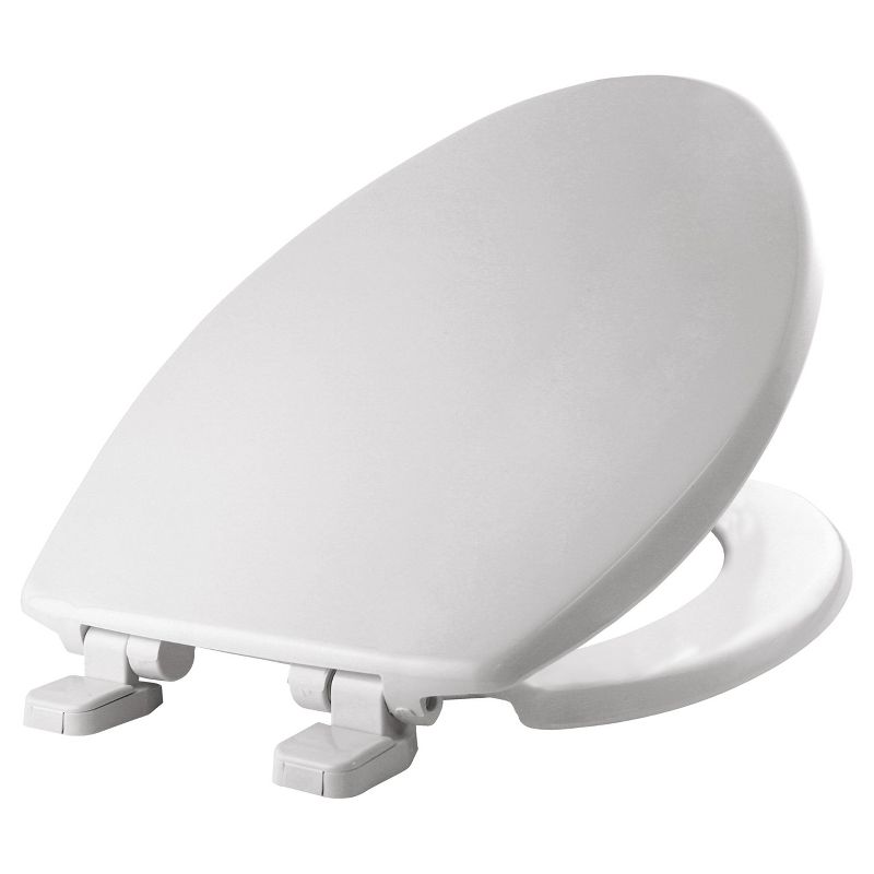 Caswell Never Loosens Elongated Plastic Toilet Seat with Slow Close Hinge White - Mayfair by Bemis