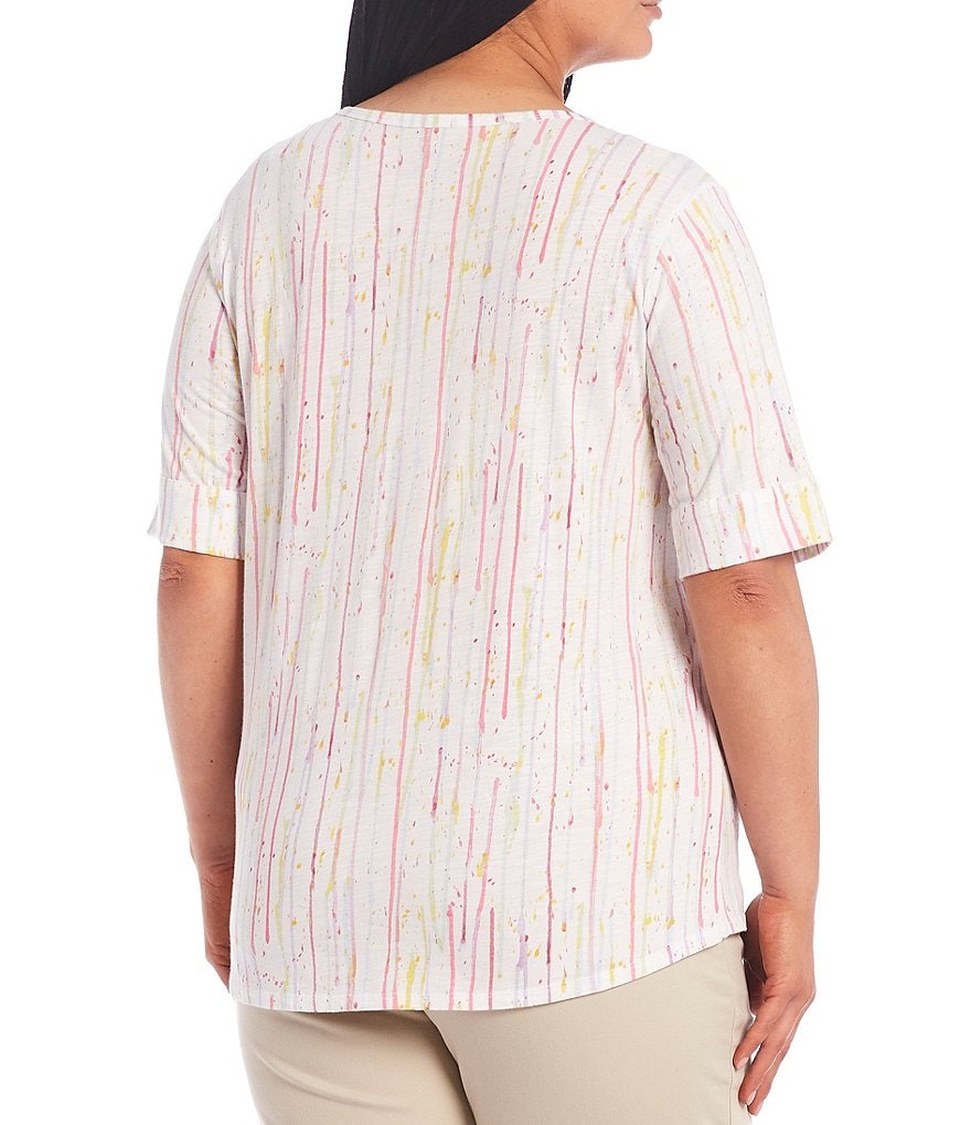 Westbound Plus Size Drip Design Short Sleeve Crew Neck Cotton Blend Tee