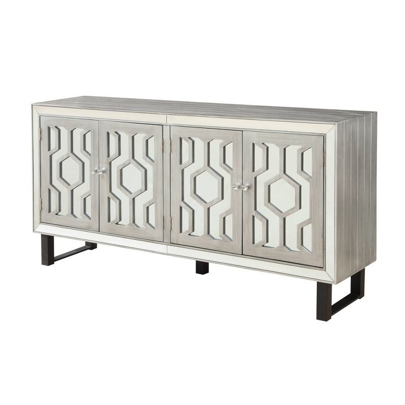 Eloise 4 Door Media Credenza TV Stand for TVs up to 74" Pewter - Treasure Trove Accents
