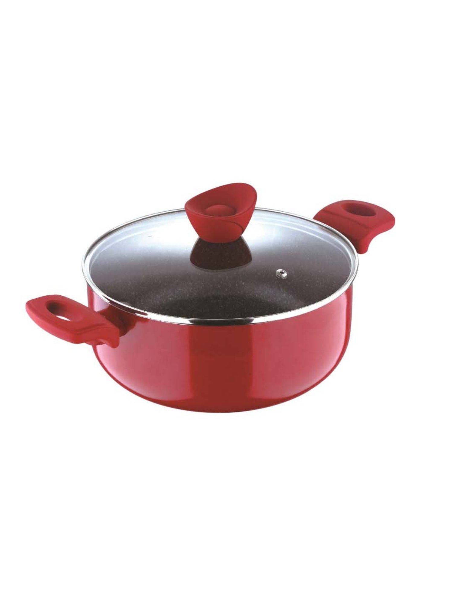 Bergner Bellini Plus Red Pressed Aluminium 20 cm Diameter Casserole With Lid (2.6 L) - Set of 1