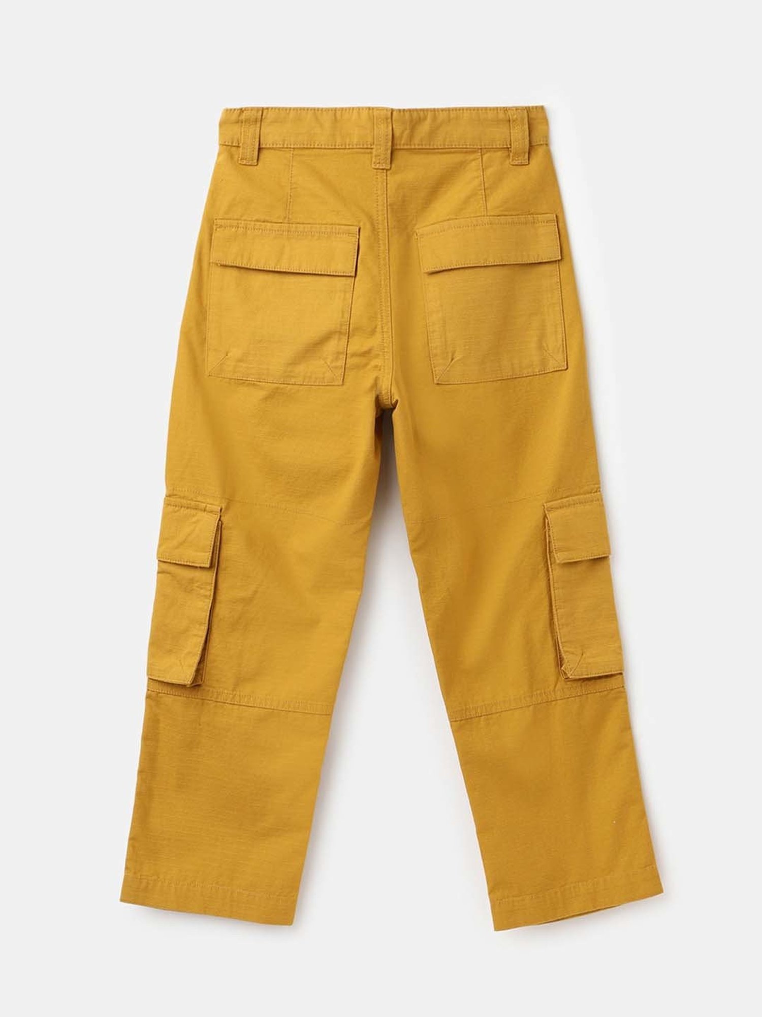 United Colors of Benetton Boys Yellow Cotton Regular Fit Trousers