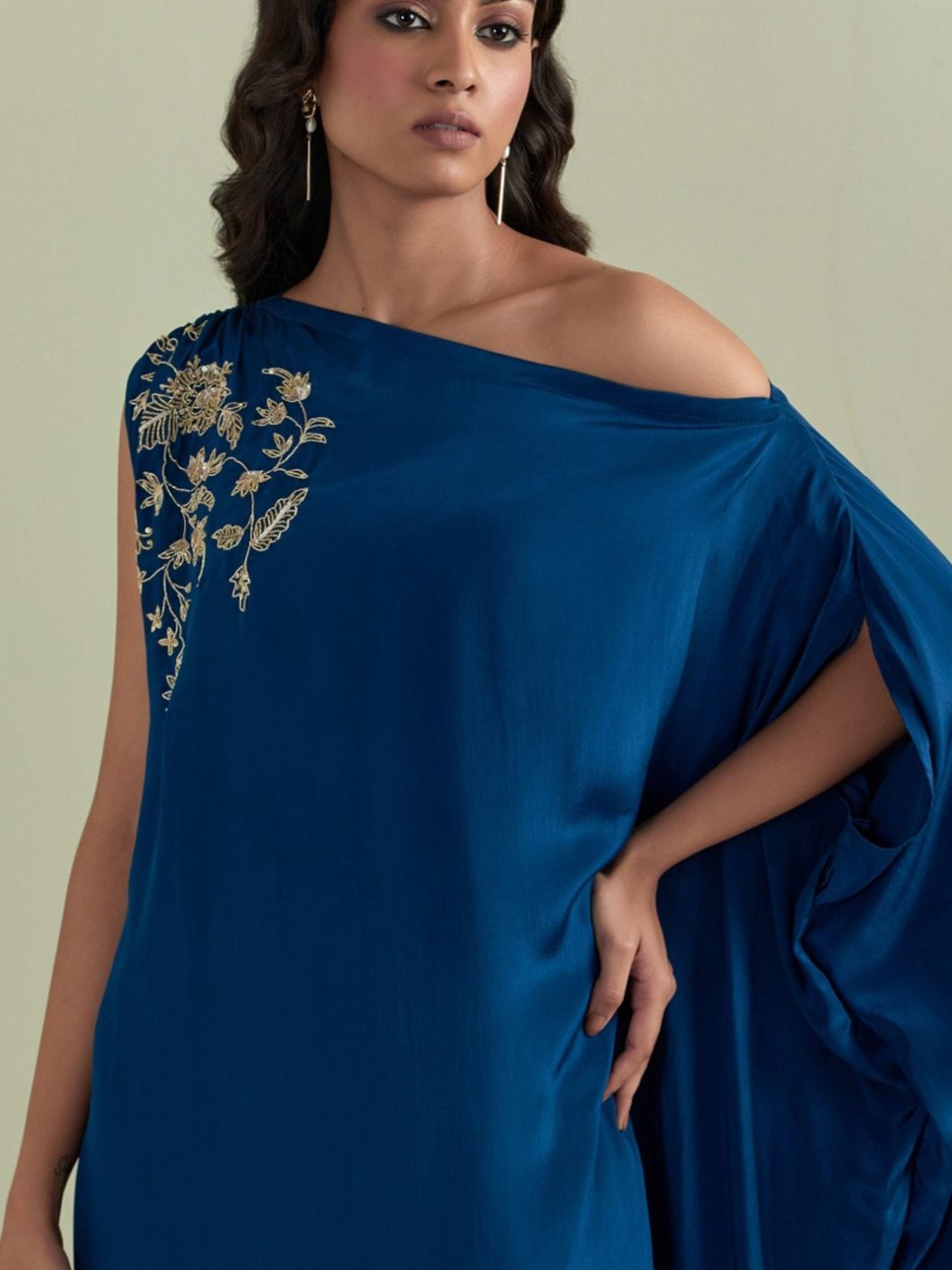 Priya Chaudhary Blue Saranya Embroidered Crepe Kurta with Pants