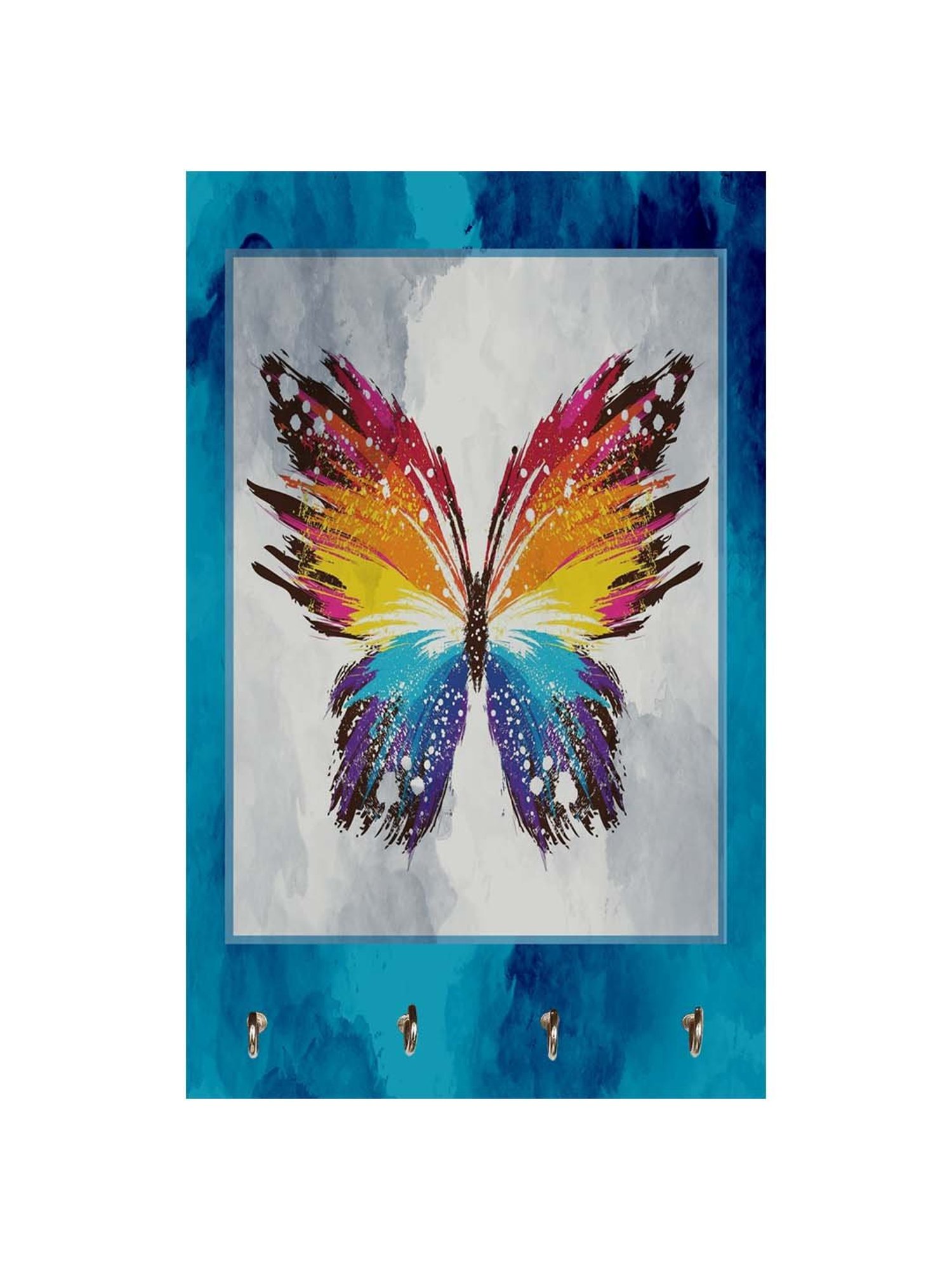 999Store Blue & Grey MDF Decorative Wall Mount Key Holder - Set of 1