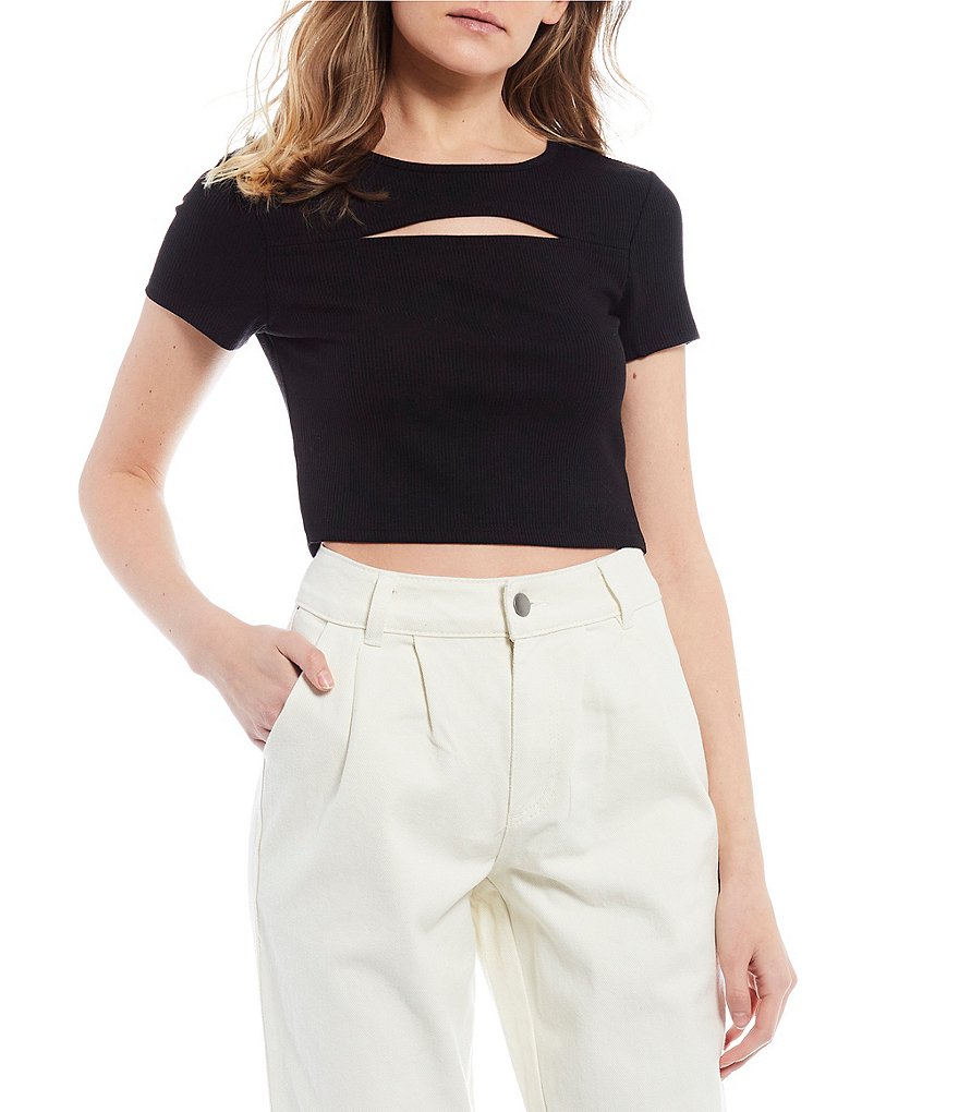 GB Ribbed Knit Cut Out Tee