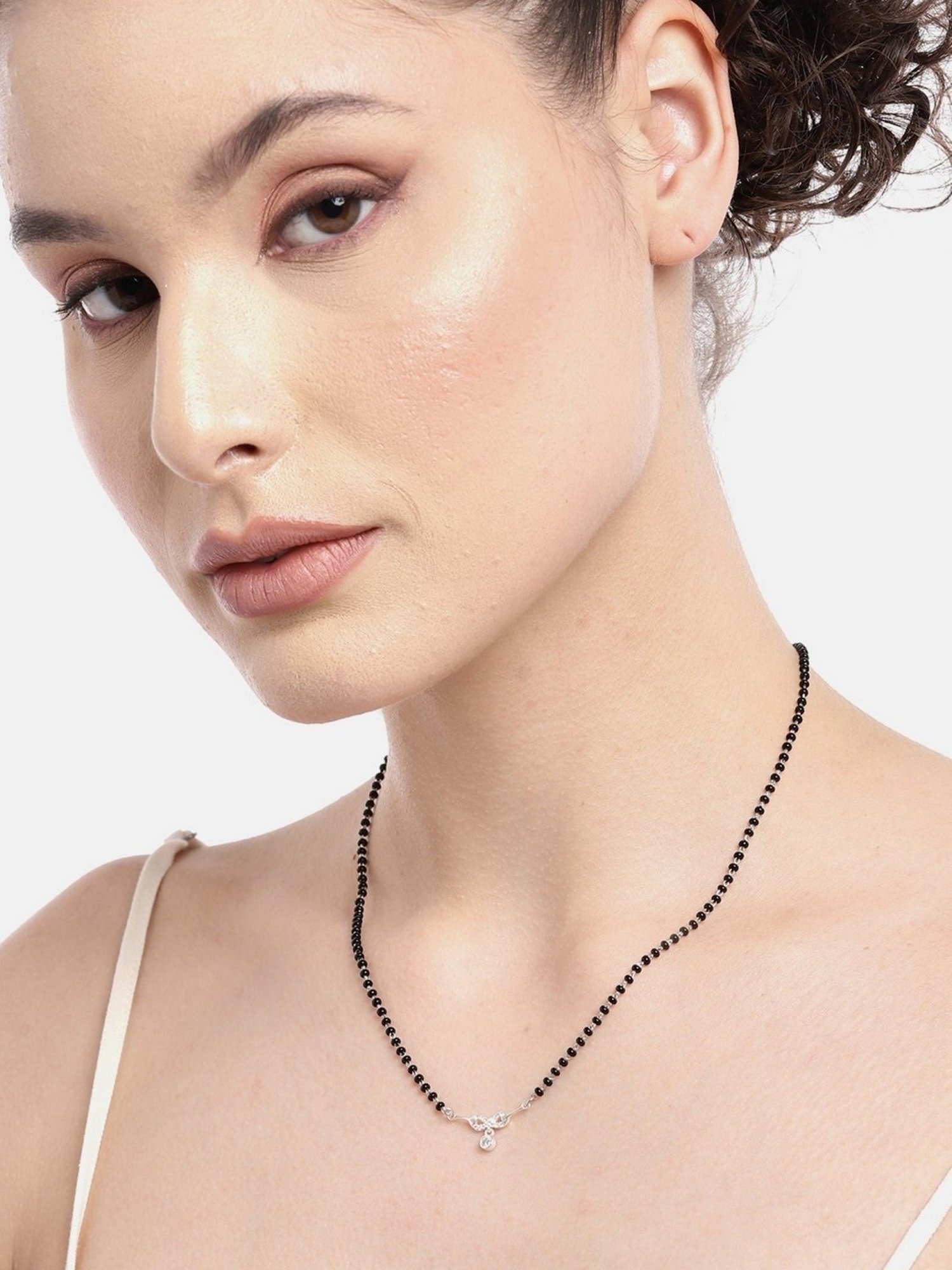 Zavya 925 Sterling Silver Infinity Rhodium Princess Mangalsutra For Women Combo of 2