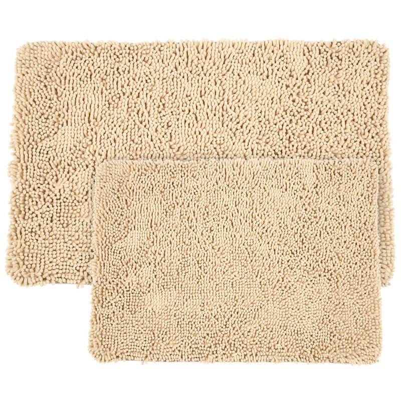 2pc Solid Memory Foam Shag Bath Mat Set Ivory - Yorkshire Home