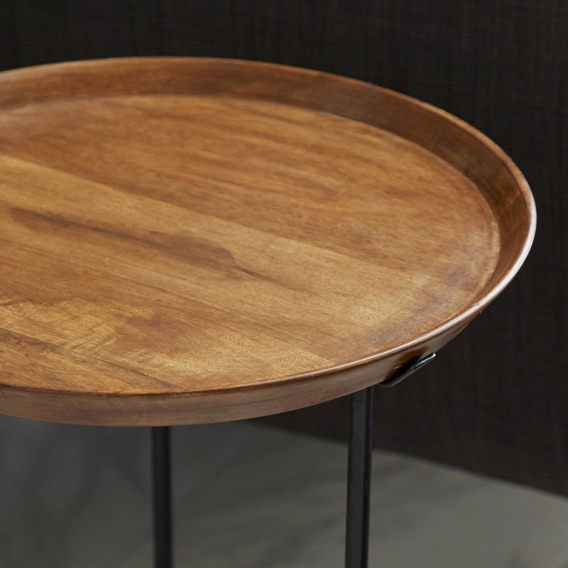 Industrial Iron and Mango Wood Accent Table Brown - Olivia & May