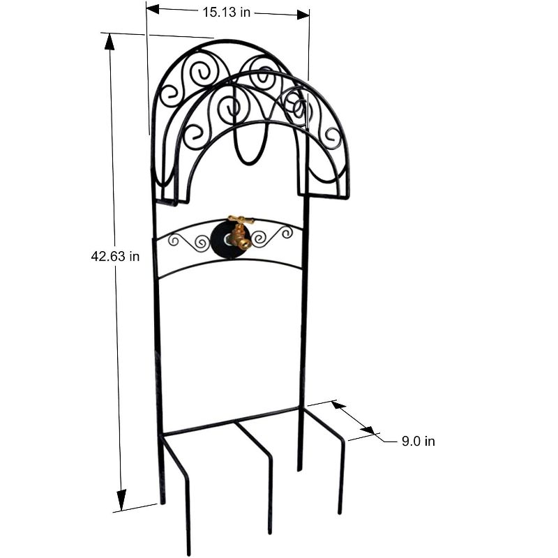 Liberty Garden 640 Carrington Decorative Metal Outdoor Hose Stand w/Bib, Black