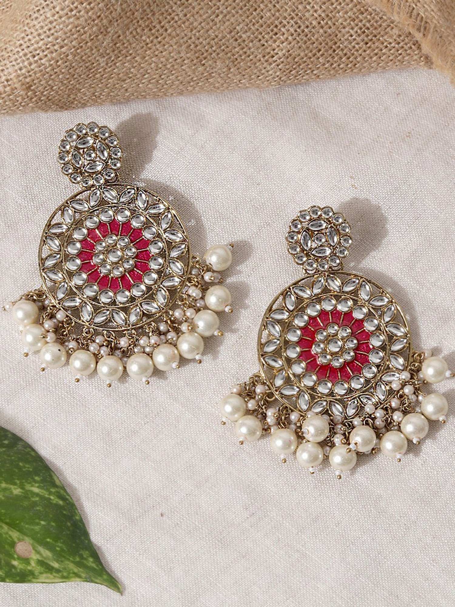 Fida Enamelled Red and Pearl White Dangler