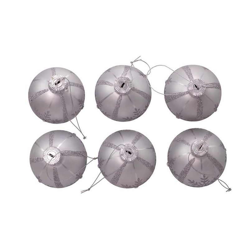 Kurt Adler 80MM Silver Snowflake Glass Ball Ornaments, 6-Piece Set