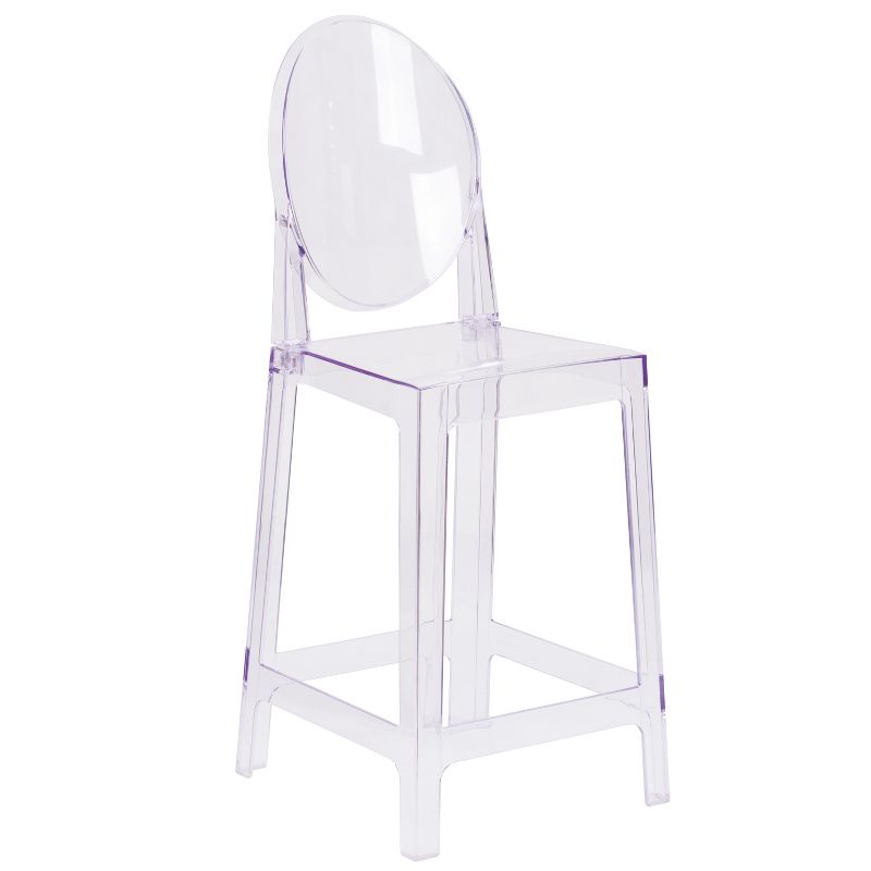 Emma and Oliver Ghost Counter Stool with Oval Back in Transparent Crystal