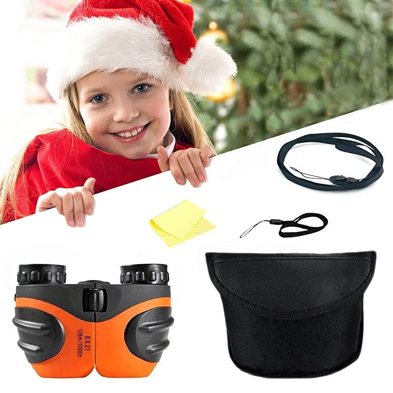 Best Toys for 4-9 Year Old Boys,  Toys Binoculars for Kids,8x21 Compact Telescope Boys Gifts 10 Years Old to Wildife and Theater,Gifts for Girl 8 Year Old(Orange)