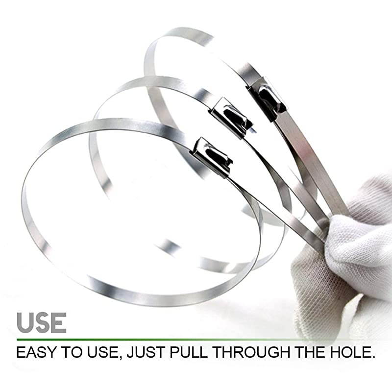 30Pcs 4 Inches 304 Stainless Steel Zip Ties Exhaust Wrap Coated Locking Metal Cable Zip Ties for Computer Wire Harness Automotive Parts and more