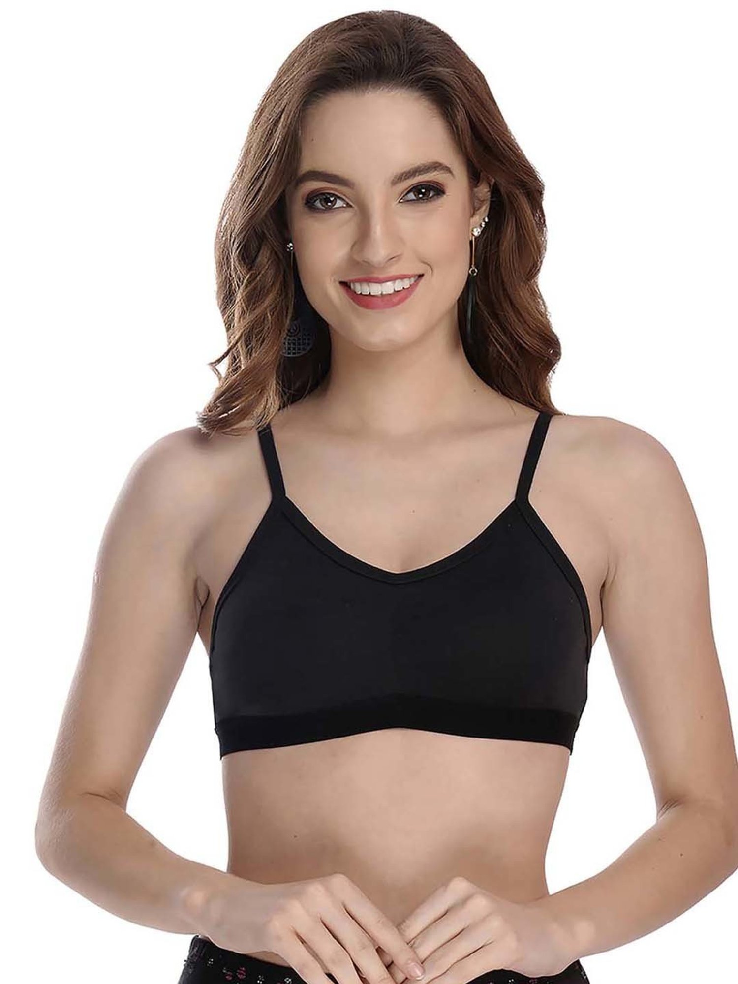 AROUSY Black & Orange Cotton Beginner's Bras - Pack Of 2