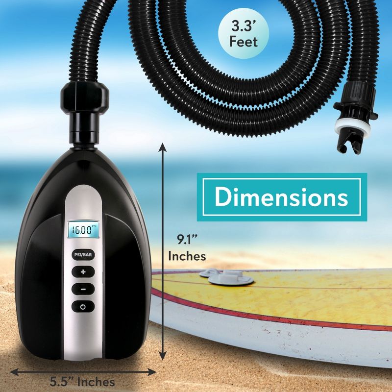 SereneLife SLPUMP20 Electric 110W 12Volt Compact Portable Quick Air Inflator Deflator for SUP Paddleboards, Inflatables, and Watersports (2 Pack)