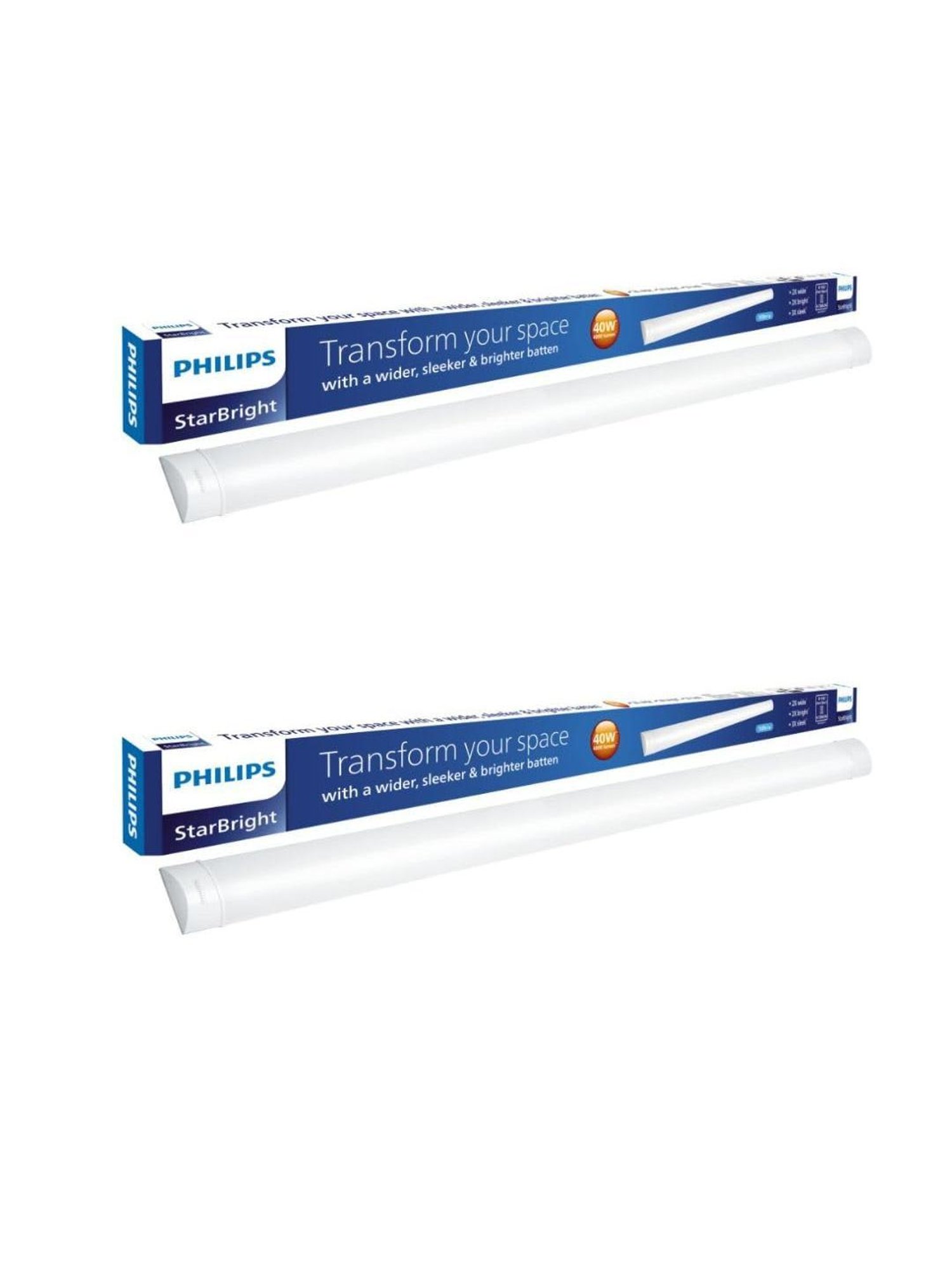 Philips 40-Watt 4-ft Decorative LED Tubelight for Living Room & Bedroom Pack of 2 (Cool Day Light)