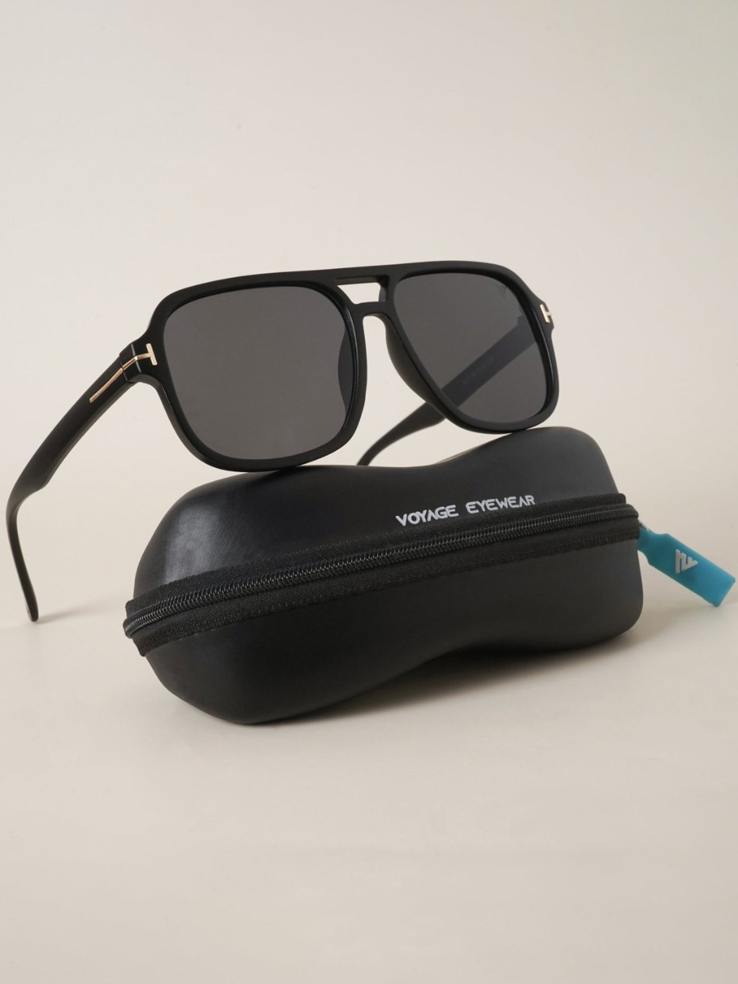 Voyage Black Wayfarer UV Protection Unisex Sunglasses