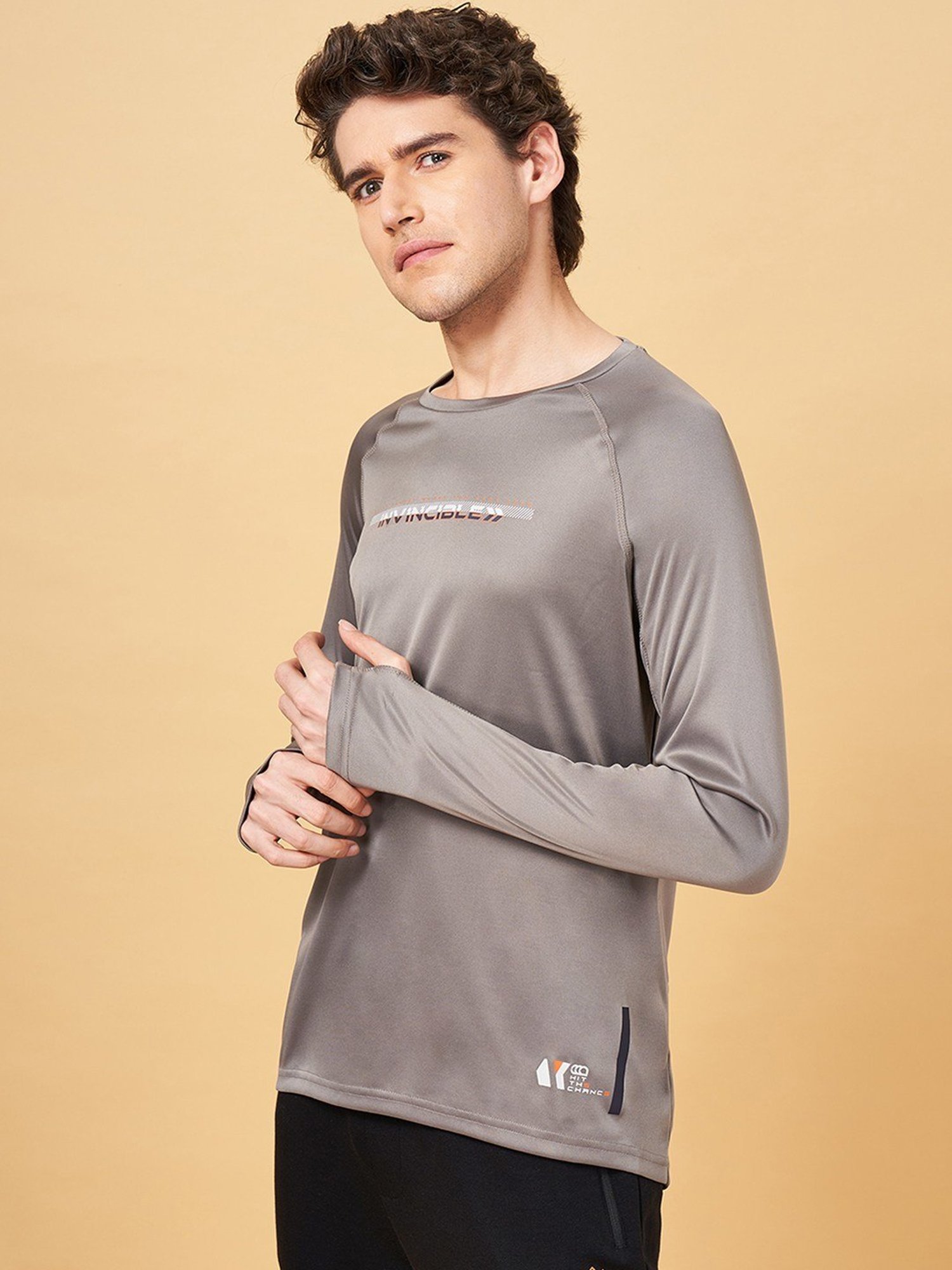 Ajile by Pantaloons Gray Slim Fit T-Shirt