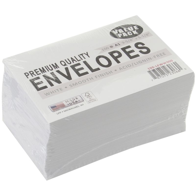 Leader A1 Envelopes (3.625"X5.125") 100/Pkg-White