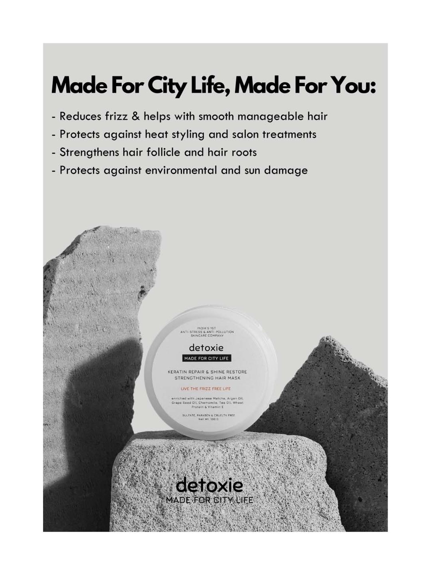 Detoxie Keratin Repair & Shine Restore Strengthening Hair Mask - 100 gm