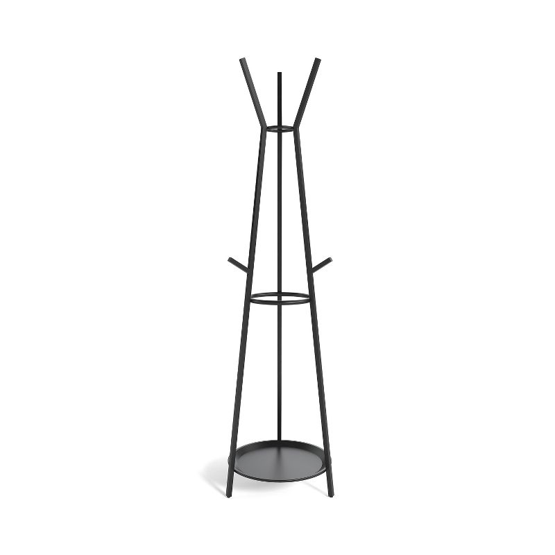 Union & Scale Coat Rack w/Umbrella Stand, Black, Metal UN58023