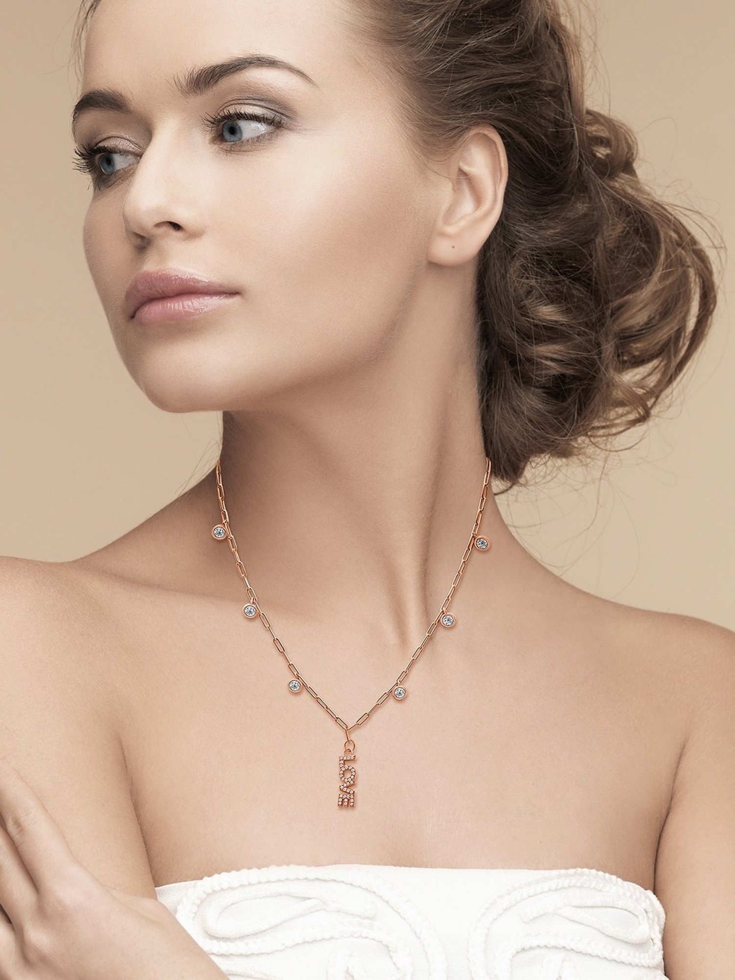 Silberry 92.5 Sterling Silver Rose Gold Love Letter Necklace