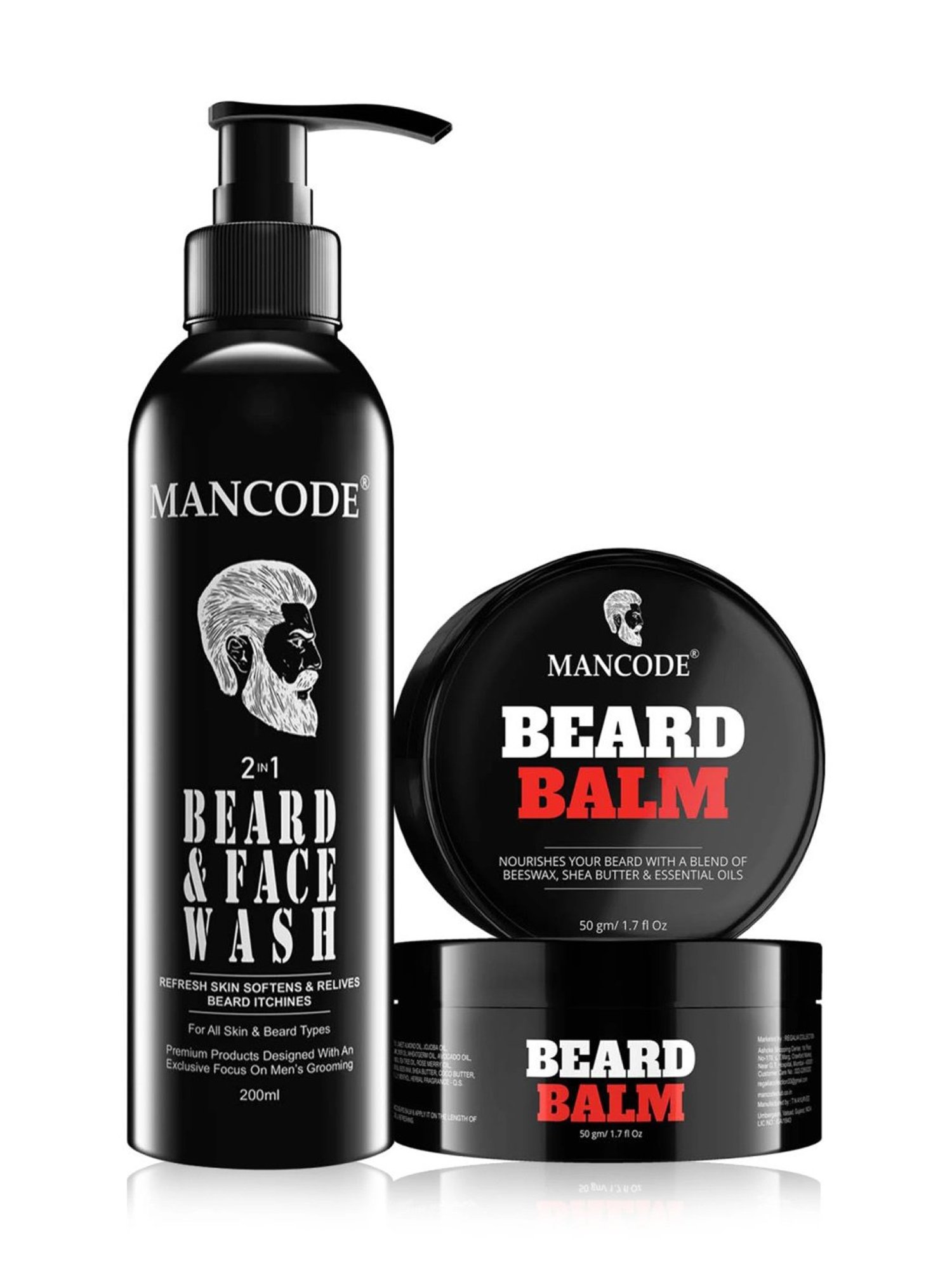 Mancode 2 in 1 Beard & Face Wash & Beard Balm (Combo of 2 )