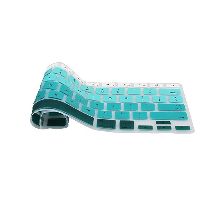 Silicone Keyboard Cover DustProof Washable Skin Gel Keyboard Protector for Old MacBook Pro 13 15 17 Air 13 2015 or Older Version iMac and Air 13iMac Wireless Keyboard Ombre Turquoise