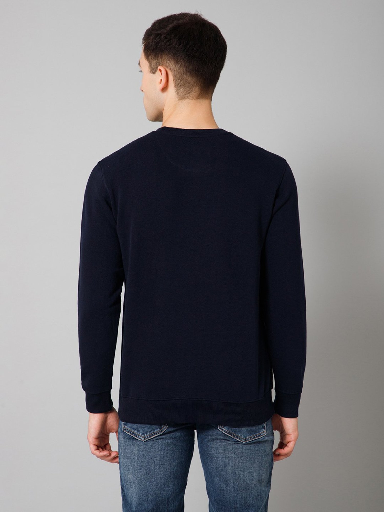 Cantabil Navy Regular Fit Round Neck Sweatshirt