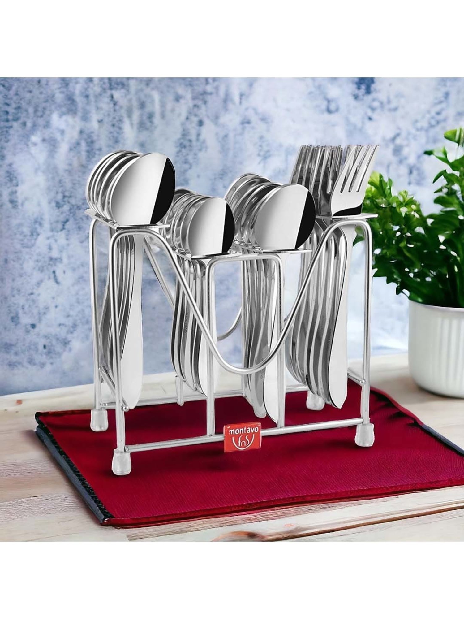 FnS Orchid Silver Stainless Steel Cutlery - Set of 24