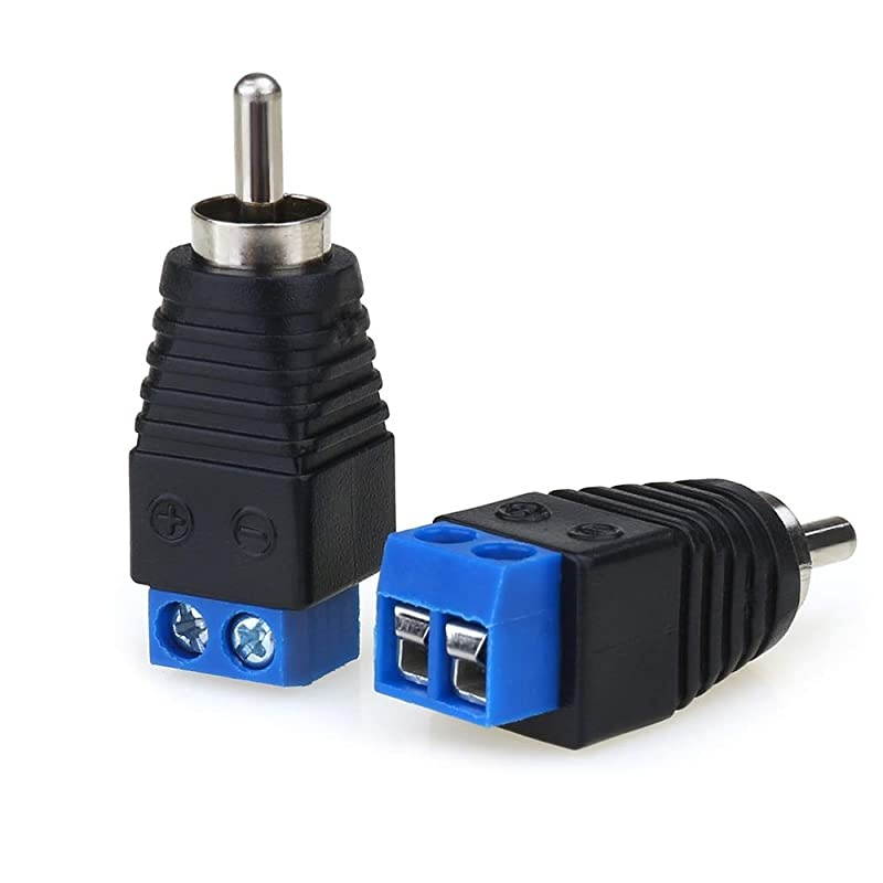 RCA Male Plug Connectors Solderless Adapter RCA Plug for AV Screw Terminal AudioVideo Speaker CCTV Applications RCA Cable Blue 2PCS