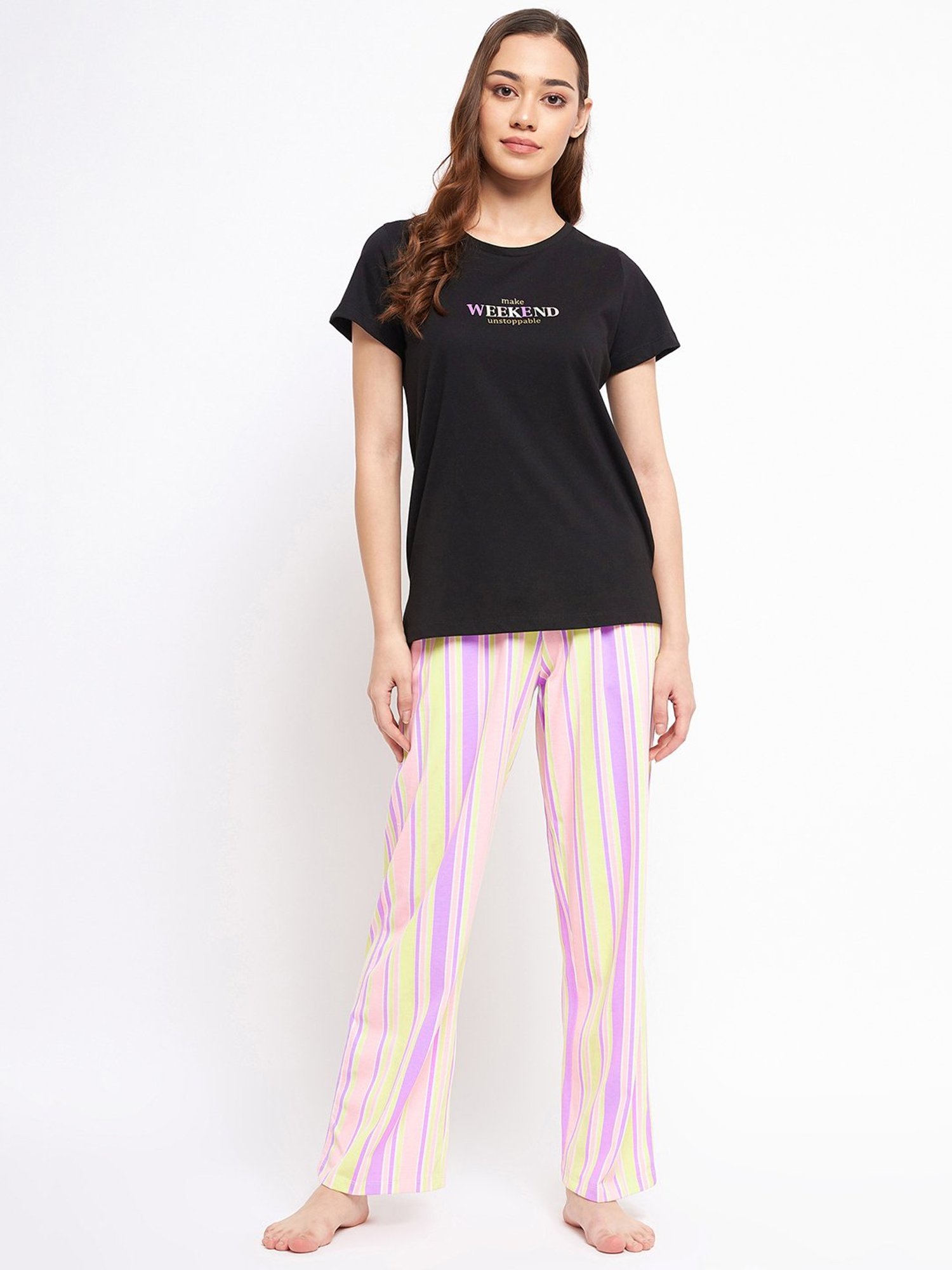 MADAME M Secret Multicolor T-Shirt With Lounge Pants