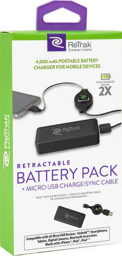 Retrak Etespb4 4000Mah Power Bank Retract Musb Cbl