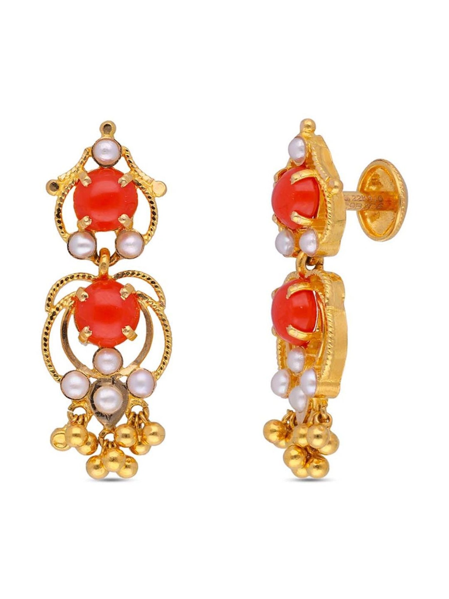 CKC Opulent Gold Drops Set with Pearl and Coral