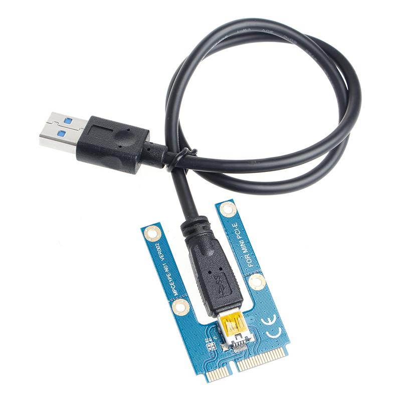 Mini PCI-E Express 1x To16x USB 3.0 Extender Riser Card Adapter SATA Power Cable