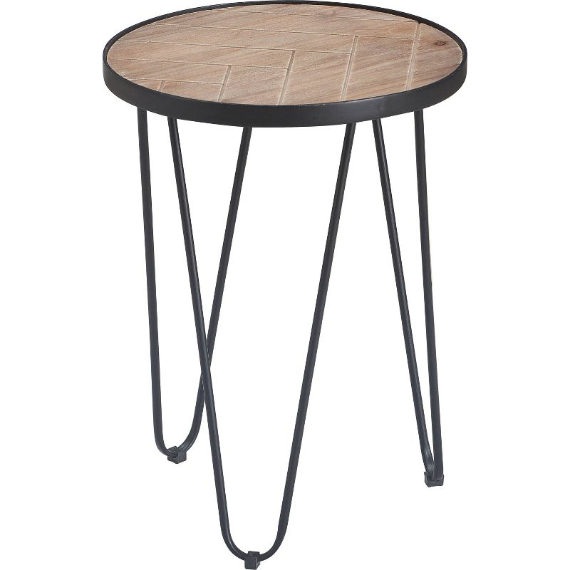 Farmhouse Side Table Metal Brown/Black- ClickDecor