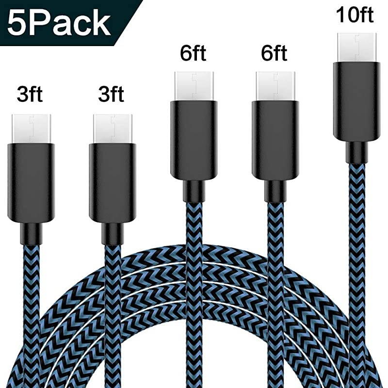 Type C Cable 5Pack 336610FT Nylon Braided C Cable Fast Charger Charging Cord Compatible Samsung Galaxy S9 S8 Note 9 Note 8 PlusLG V30 G6 G5 V20Google Pixel Moto Z2 and More