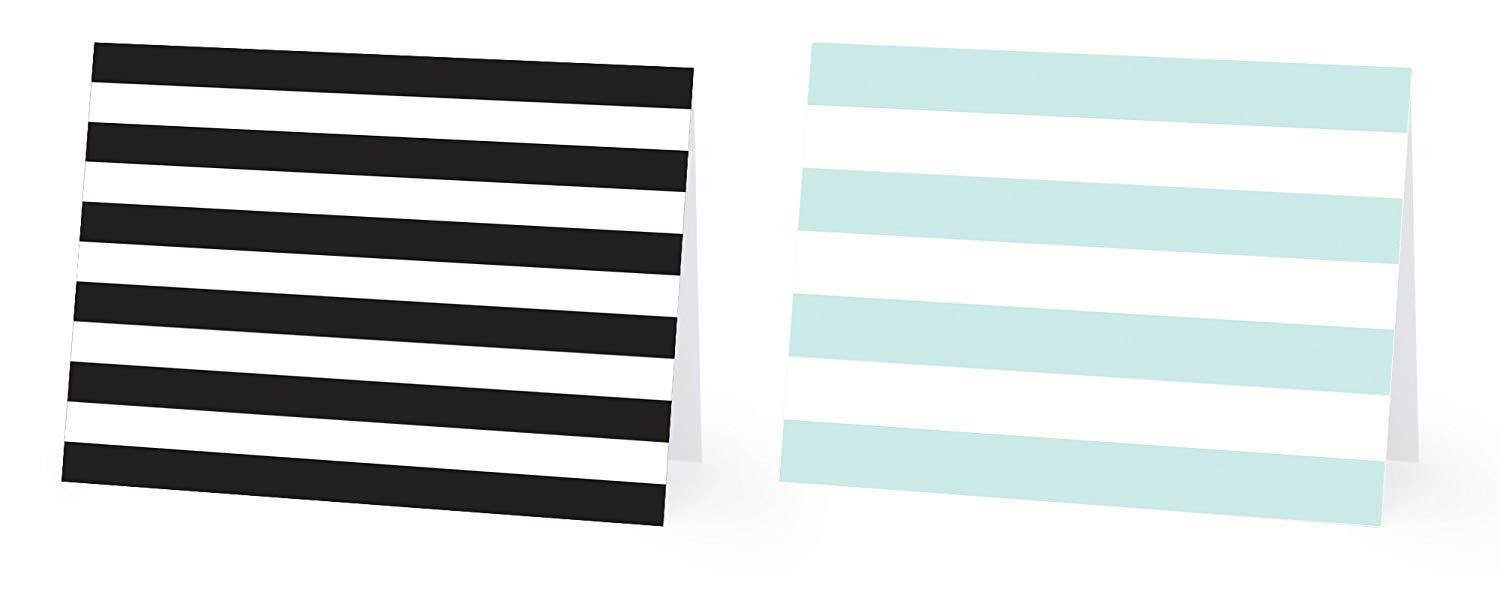 36 Pack Blank Note Cards, 6 All Occasion Polka Dot and Striped Designs, Greeting Card Bulk Box Set, Blue, Black and White Notecards, Blank Note Cards with Envelopes Included, 4.75 x 3.5 Inches