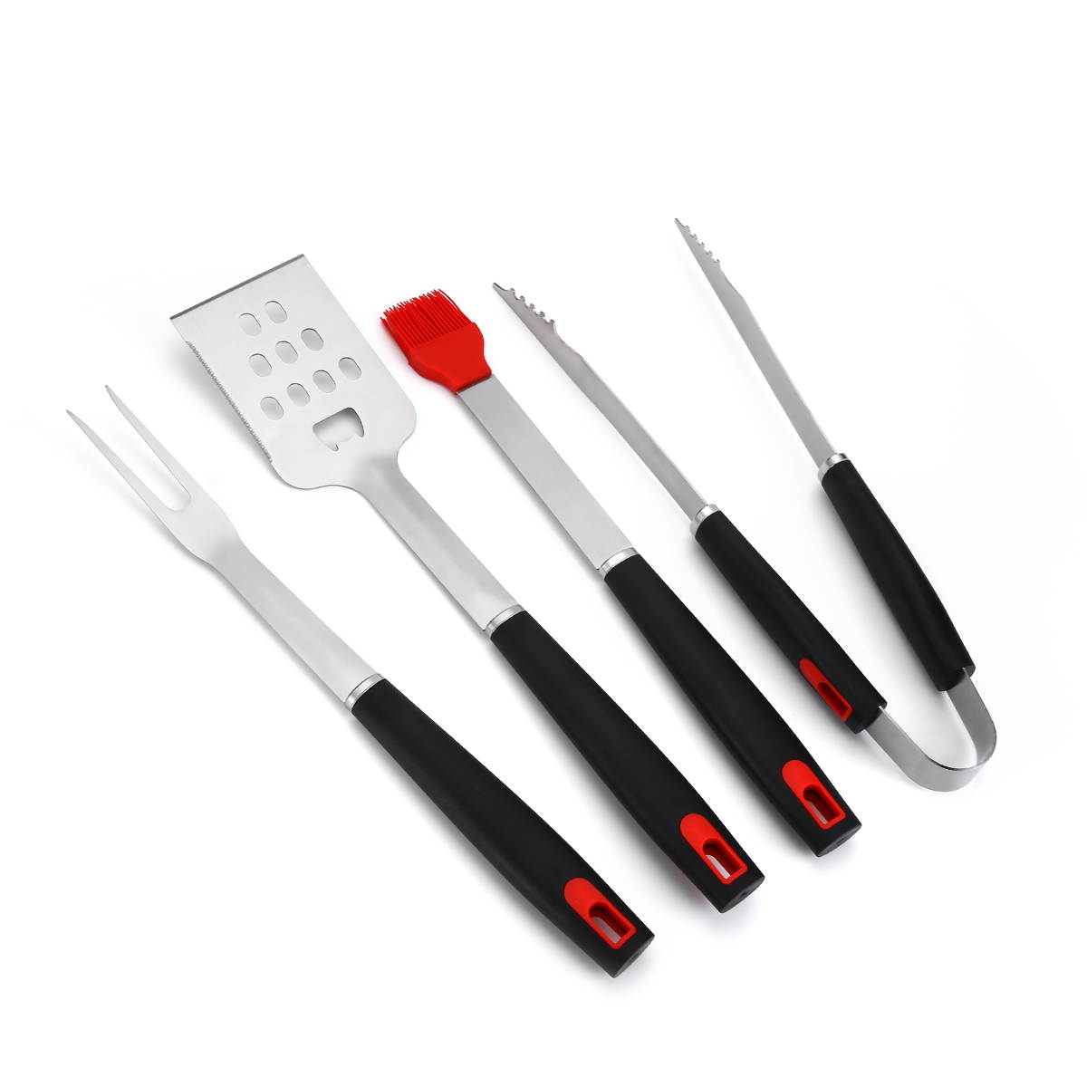 FirstPower 4Pcs Stainless BBQ CLUB Grill Tool Set  Piece-Tongs, Spatula, Fork, Brush
