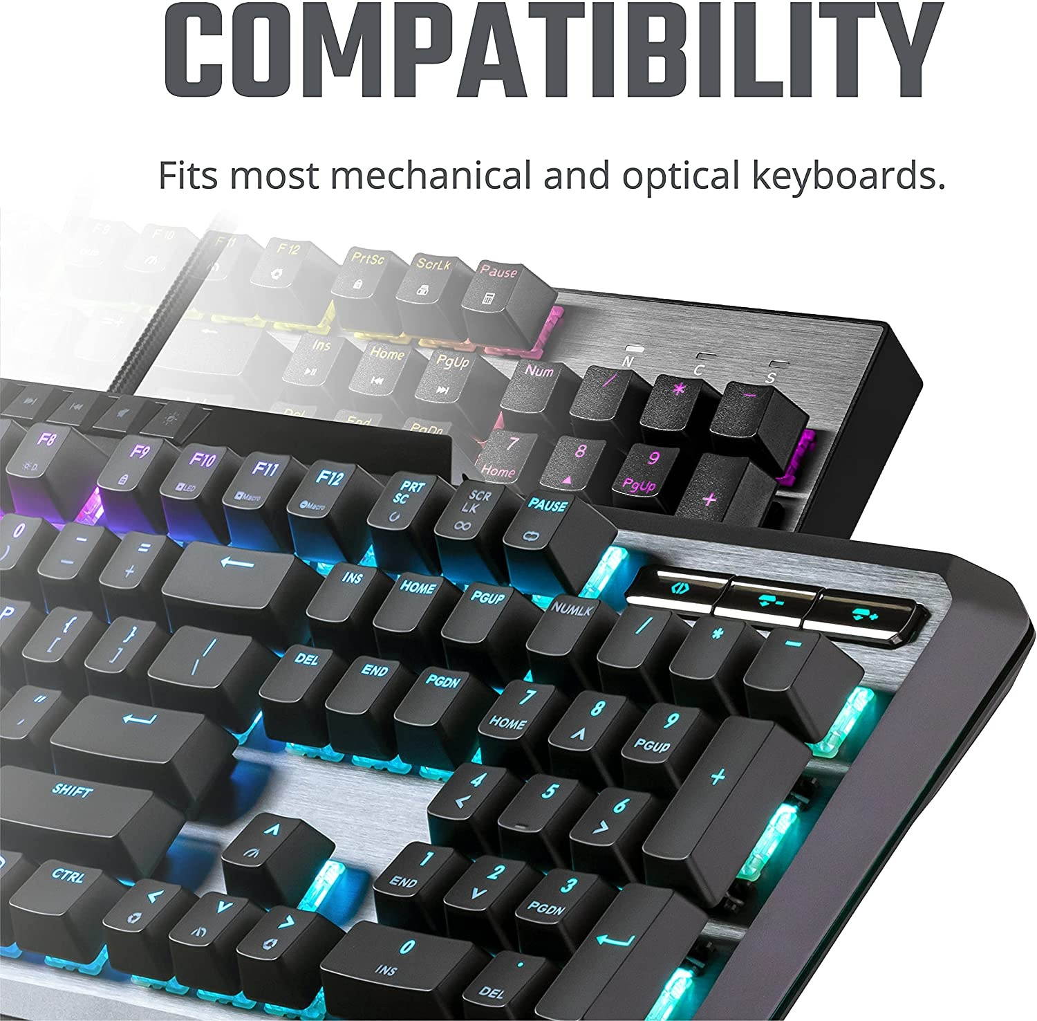 Cooler Master PBT Doubleshot Backlit Keycap Upgrade Set Mint Green for Mechanical Keyboards, Compatible with Standard US 104 Layout Keyboards